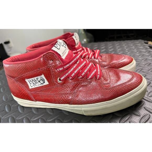 1992 Vans Half Cab Skateboarding Shoes Men Size 12 Red Snakeskin Sneakers Mids - Picture 1 of 11